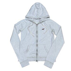 Y2K 2000s Hollister Full Zip Hoodie Sweatshirt L Heather Gray